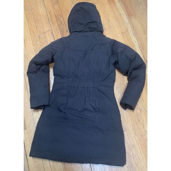 The North Face Brown Hyvent Goose Down Parka LONG JACKET COAT hooded sz small - Picture 4 of 10